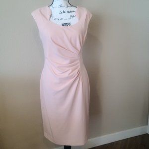 CALVIN KLEIN Pink Ruched Stretch Sheath Cocktail Dress Size 10